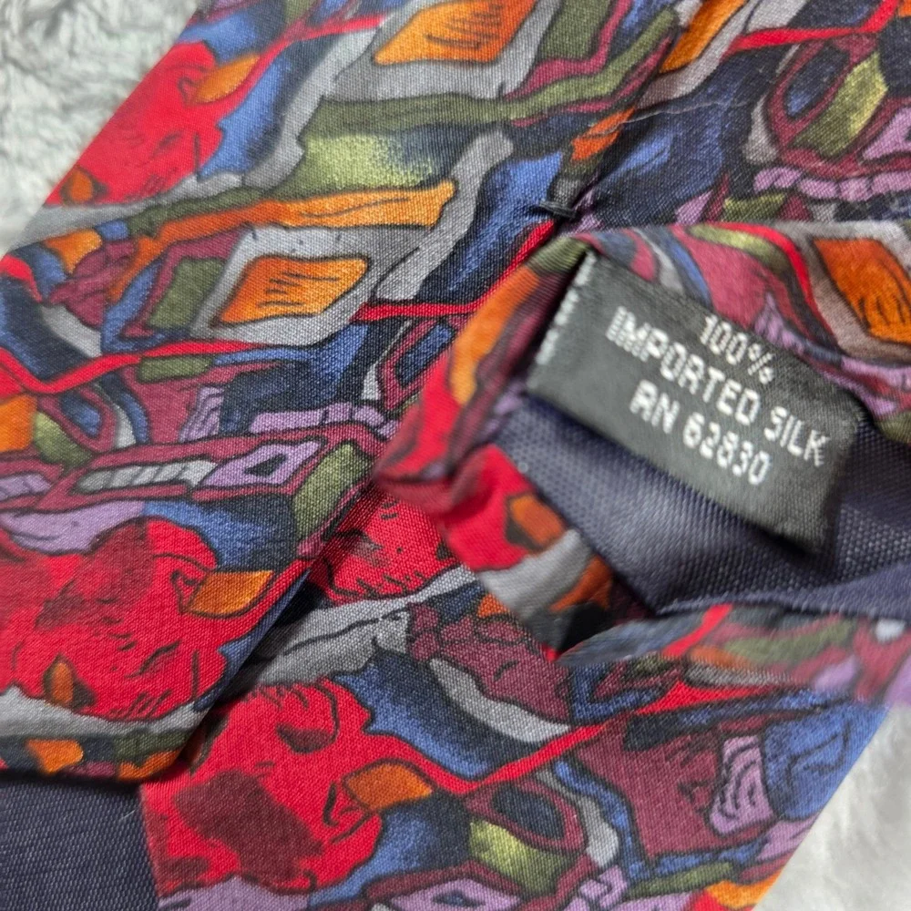J. Garcia Mens Red Abstract Silk Tie Vintage Grateful‎ Dead Art Necktie 57